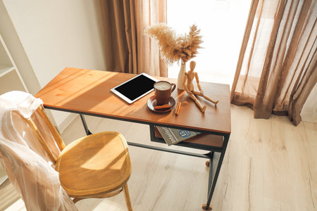 Interior of stylish room with modern workplaceの写真素材