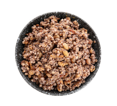 Plate of Kutya on white background, top viewの写真素材