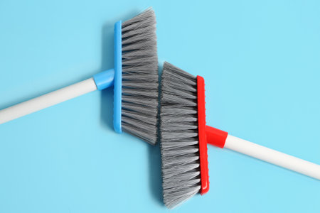Cleaning brushes on color backgroundの写真素材
