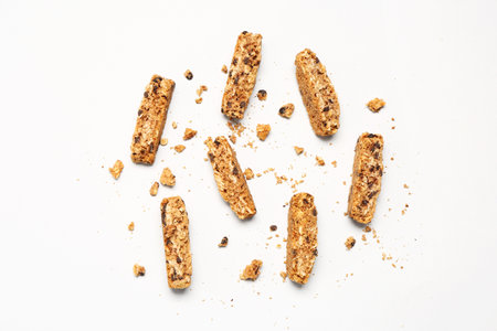 Tasty biscotti cookies isolated on white background