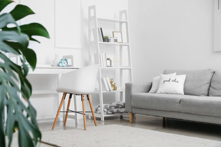 Interior of stylish room with modern workplaceの写真素材