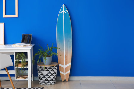 Interior of modern room with surfboardの写真素材