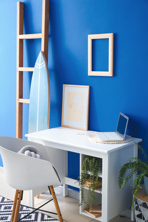 Interior of modern room with surfboardの写真素材