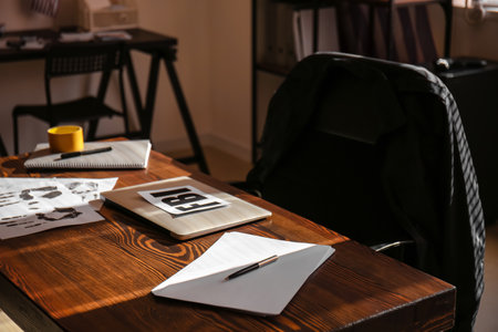 Workplace of FBI agent in officeの写真素材