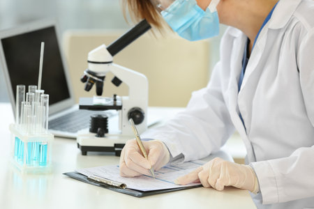 Female scientist working in laboratoryの写真素材