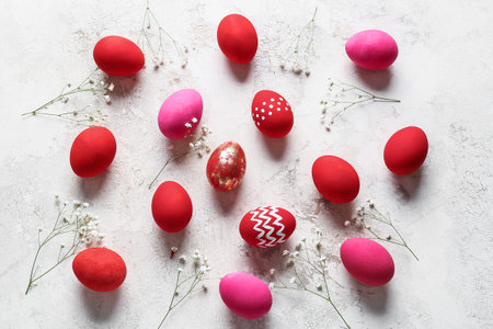 Beautiful Easter eggs on light background