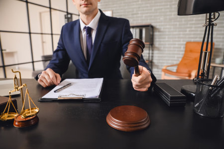 male judge working in office