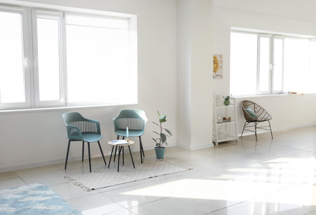 Chairs and tables in the interior of the living room
