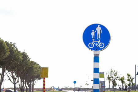 road sign of bicycle lane outdoorsの写真素材