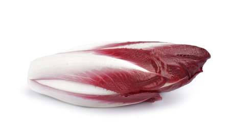 Bunch of fresh red endive on white backgroundの写真素材