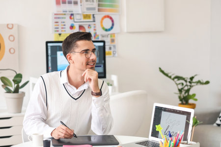 Graphic designer working in office