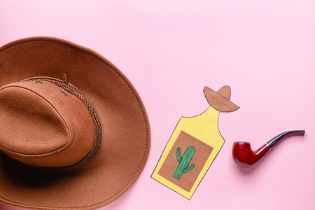 Composition with Mexican symbols on color backgroundの写真素材