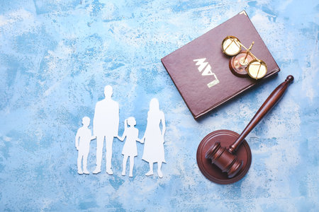 Composition with figures of family on color backgroundの写真素材