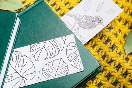 Cute bookmarks with books on plaid