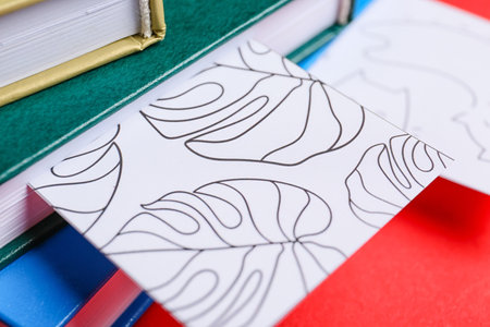 Cute bookmark with books, closeup