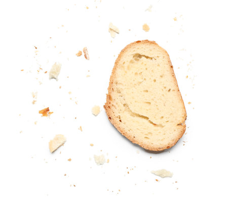 Slice of fresh bread isolated on white backgroundの写真素材