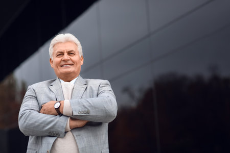 Portrait of senior businessman outdoorsの写真素材