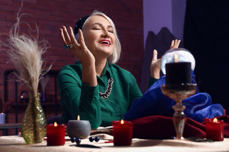 Female fortune teller reading future