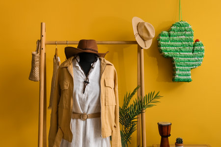 Mannequin with stylish clothes in fashion designer's studioの写真素材