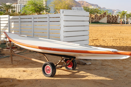 Paddle board on sea beachの写真素材
