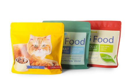Tasty pet food on white backgroundの写真素材