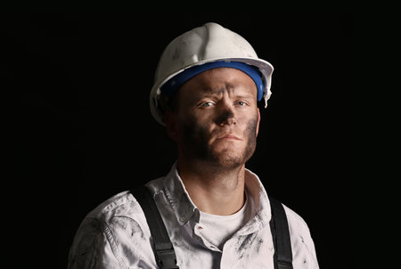 Miner man on dark background