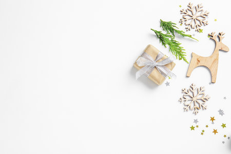 Beautiful New Year composition on white backgroundの写真素材