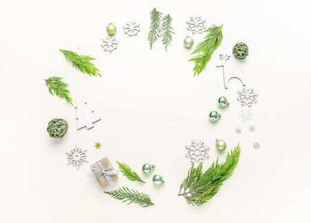 Beautiful New Year composition on white backgroundの写真素材