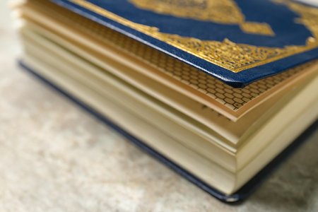 Koran for Ramadan on grunge background, closeupの写真素材