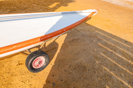 Paddle board on sea beach, closeupの写真素材