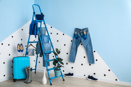 Creative interior of modern wardrobe roomの写真素材