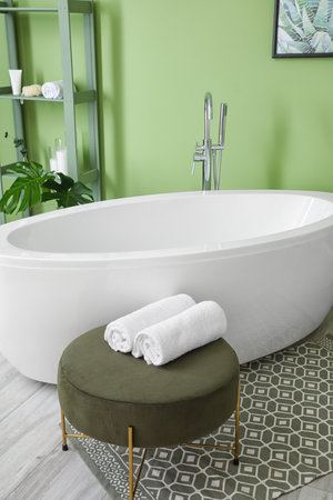 Stylish interior of modern bathroomの写真素材