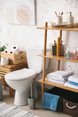 Stylish interior of modern restroomの写真素材