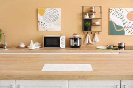 Stylish interior of comfortable kitchenの写真素材