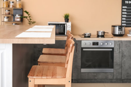 Stylish interior of comfortable kitchenの写真素材