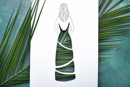 creative fashion sketch on color backgroundの写真素材