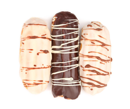 Yummy eclairs isolated on white background