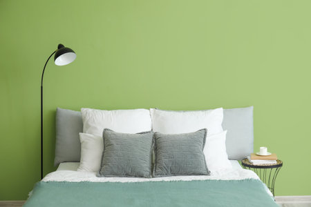 Stylish interior of modern bedroomの写真素材