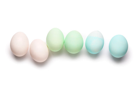 Painted Easter eggs isolated on white background