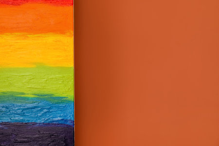 Painting of LGBT flag on brown wallの写真素材