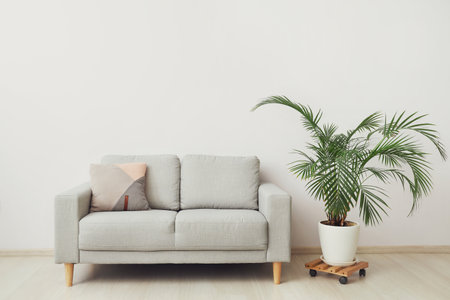 Stylish sofa in interior of living roomの写真素材