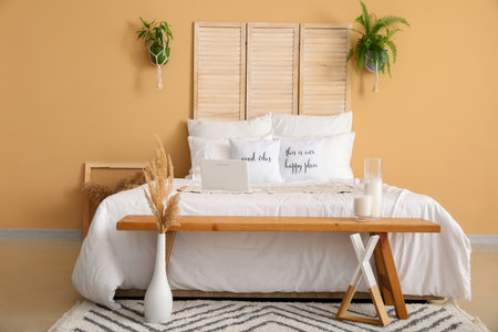 Stylish interior of modern bedroomの写真素材