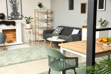 Stylish interior of modern dining room