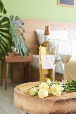 Interior of modern honeymoon room in hotelの写真素材