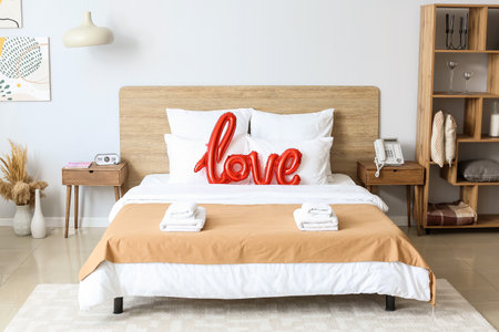 Interior of modern honeymoon room in hotel