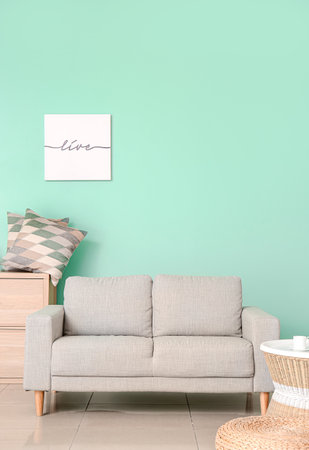 Interior of modern comfortable living roomの写真素材