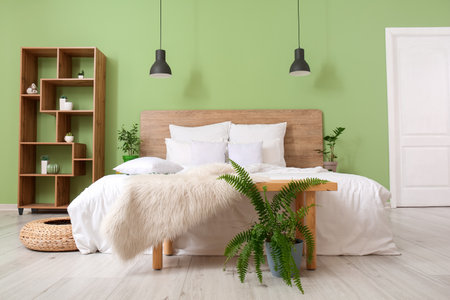 Stylish interior of modern bedroomの写真素材