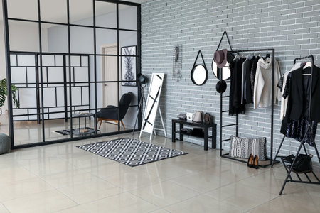 Stylish interior of modern wardrobeの写真素材