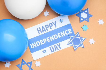 Composition for Israel Independence Day on color backgroundの写真素材
