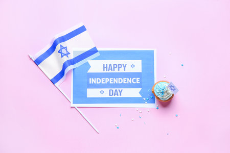 Composition for Israel Independence Day on color backgroundの写真素材